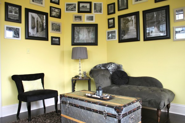 Yellow Gray Sunroom Black & White Photo Gallery